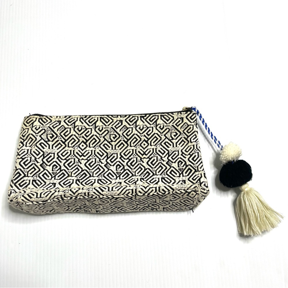 Express Bohemian Embroidered Pom Pom Cosmetic Clutch